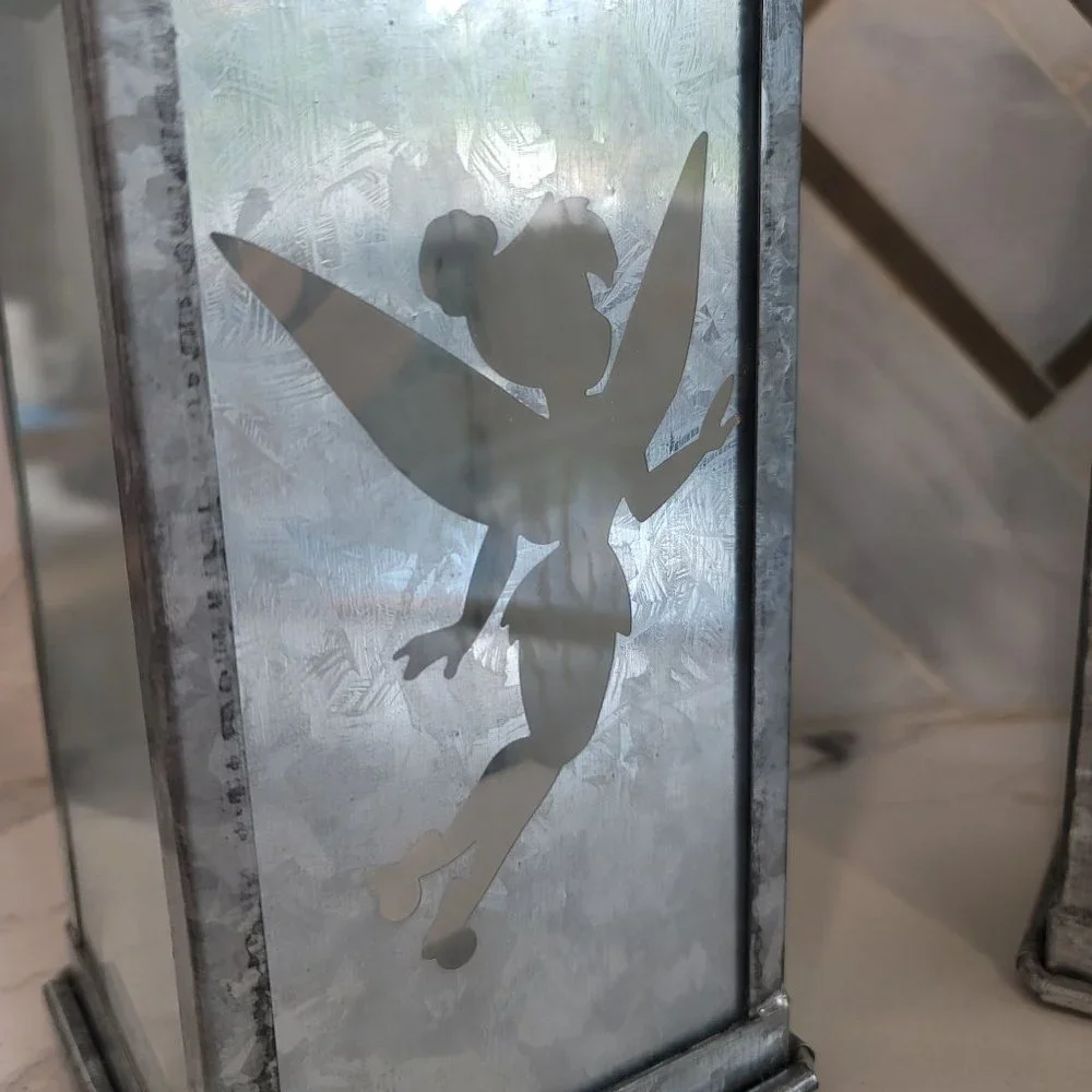 Disney Tinkerbell NWT Galvanized Metal Silhouette Candle Lanterns 9